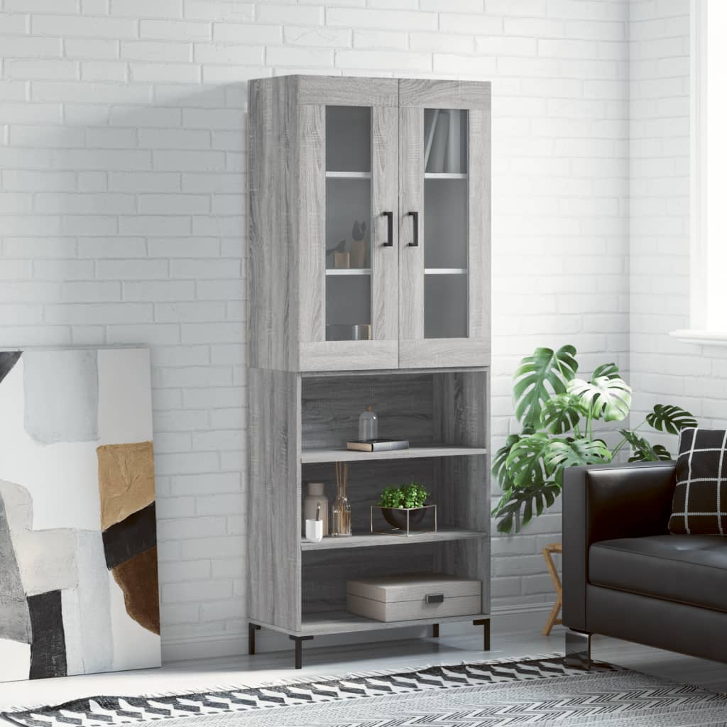 Highboard Grey Sonoma 69.5x34x180 cm Engineered Wood