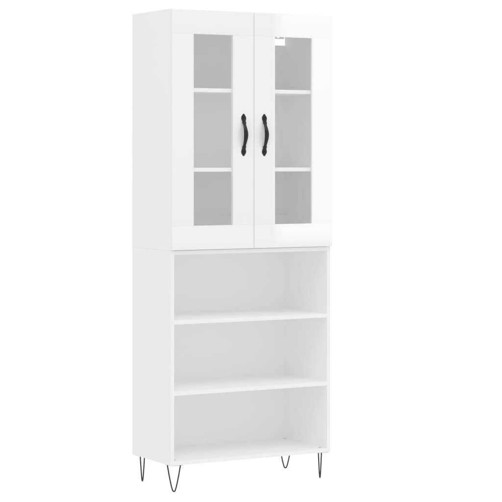 vidaXL Highboard High Gloss White 69.5x34x180 cm Engineered Wood