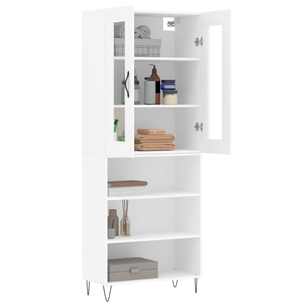 vidaXL Highboard High Gloss White 69.5x34x180 cm Engineered Wood