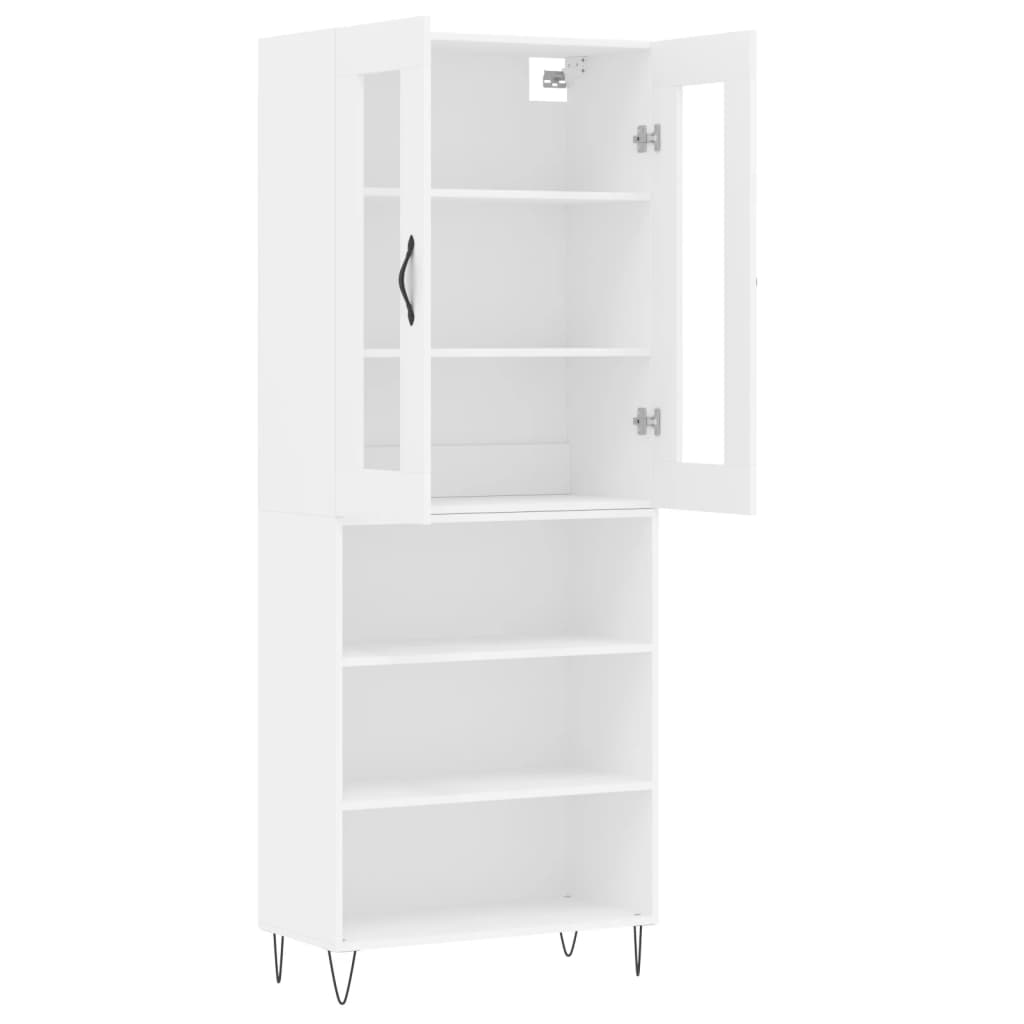 vidaXL Highboard High Gloss White 69.5x34x180 cm Engineered Wood