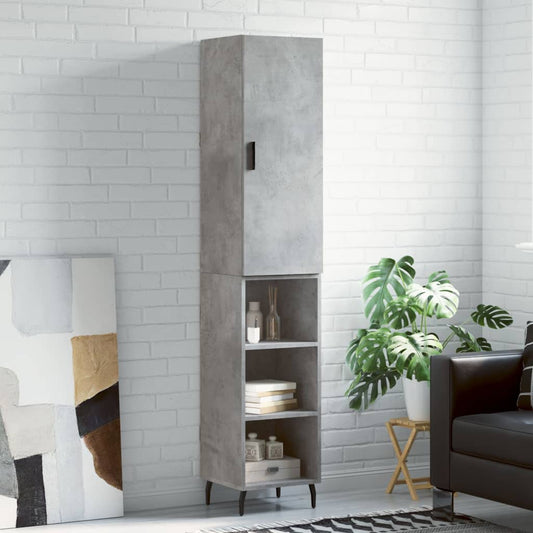 Highboard Concrete Grey 34.5x34x180 cm Engineered Wood