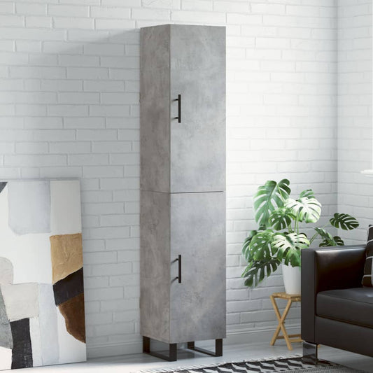 Highboard Concrete Grey 34.5x34x180 cm Engineered Wood