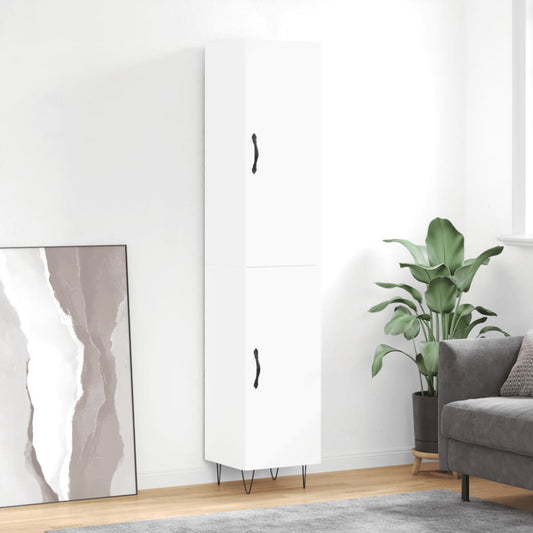 Highboard White 34.5x34x180 cm Engineered Wood