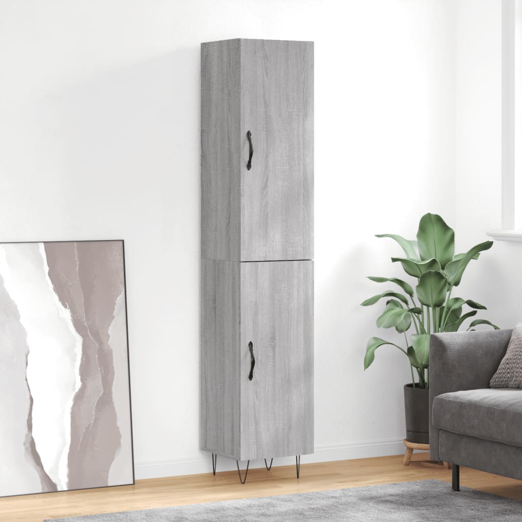 Highboard Grey Sonoma 34.5x34x180 cm Engineered Wood