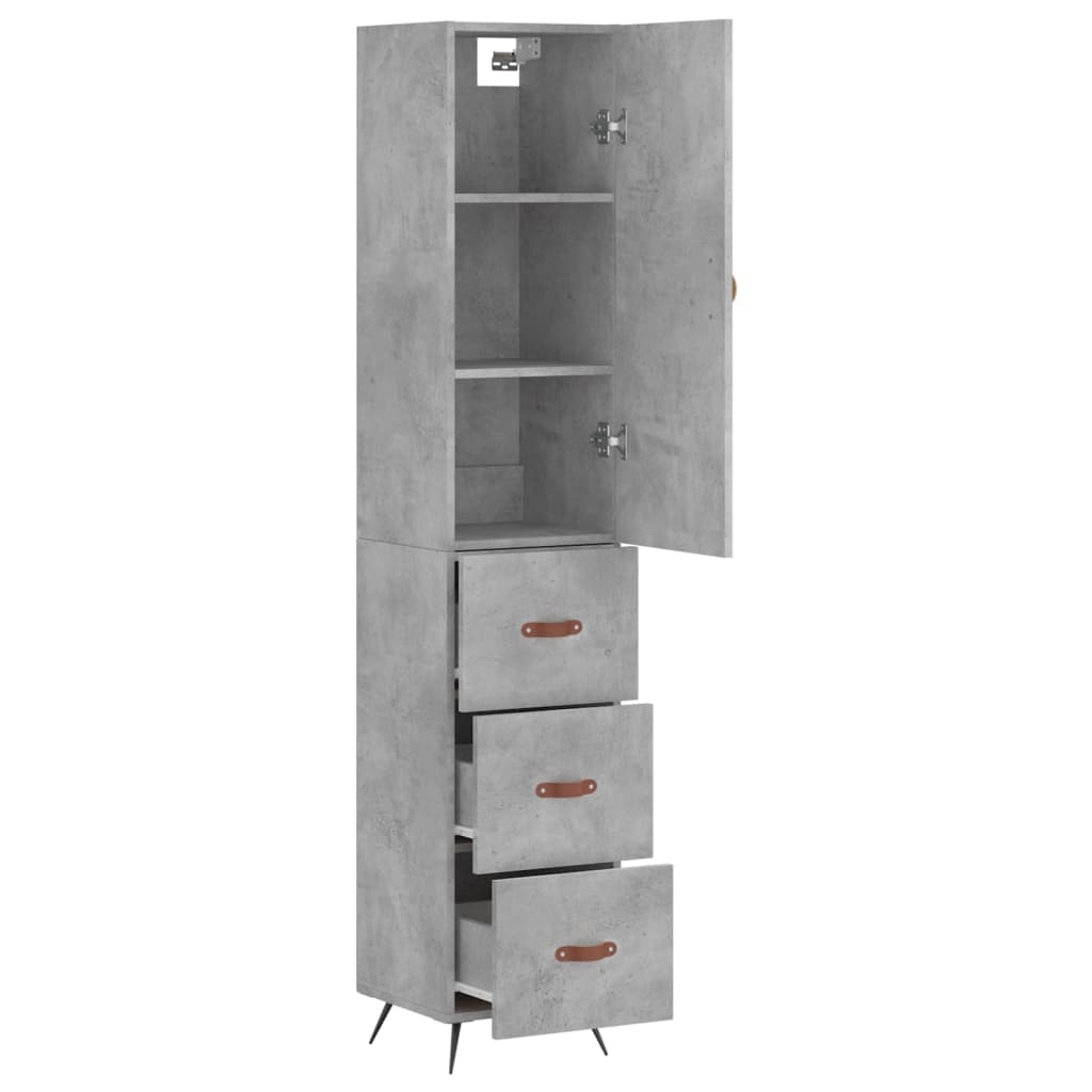 Highboard Concrete Grey 34,5x34x180 cm Engineered Wood