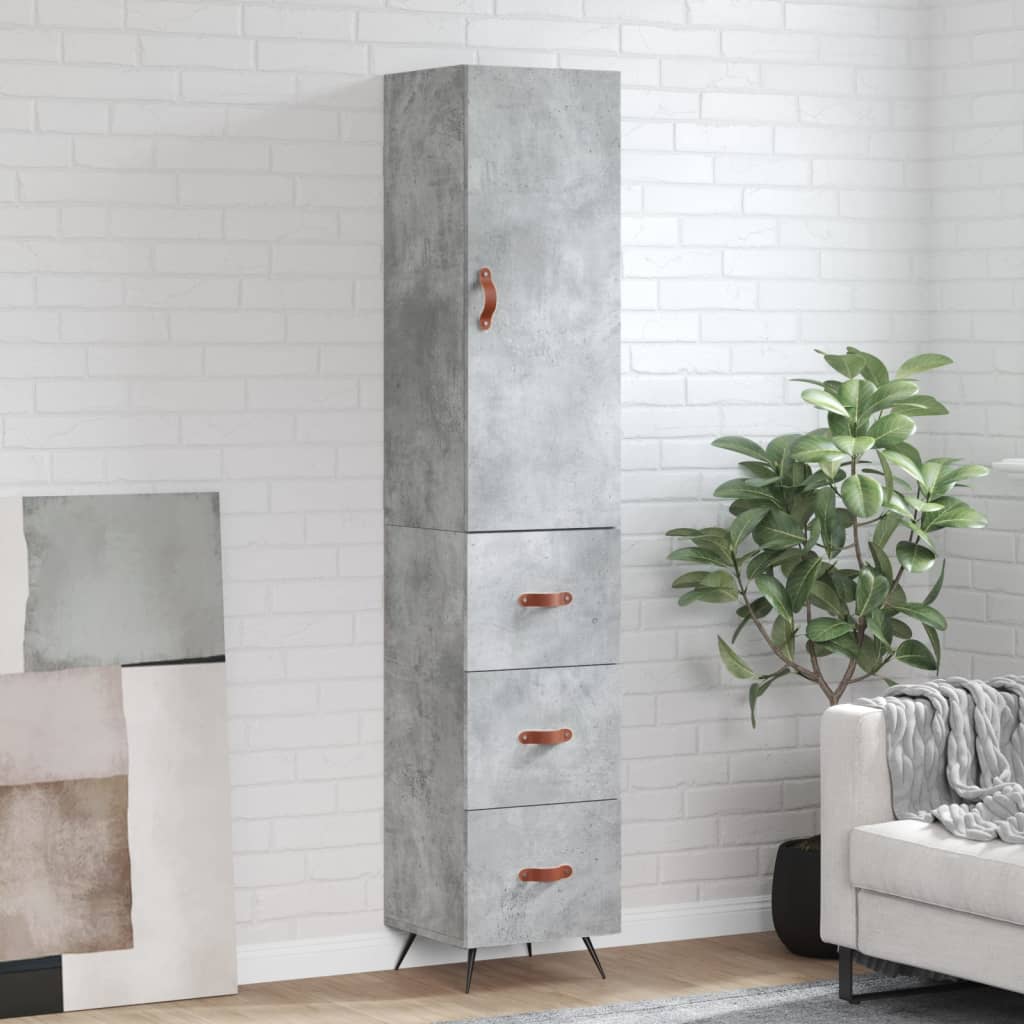 Highboard Concrete Grey 34,5x34x180 cm Engineered Wood