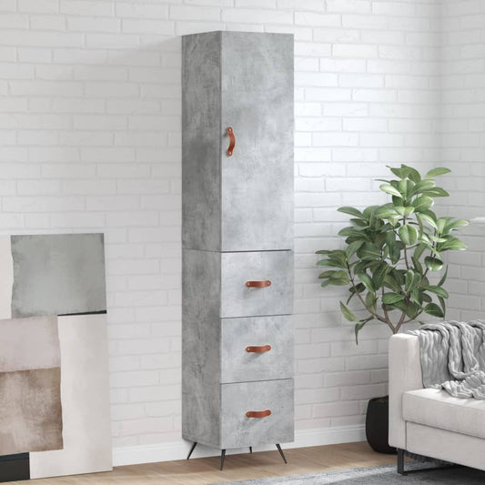 Highboard Concrete Grey 34,5x34x180 cm Engineered Wood
