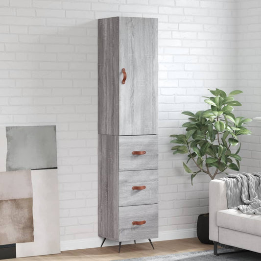Highboard Grey Sonoma 34.5x34x180 cm Engineered Wood