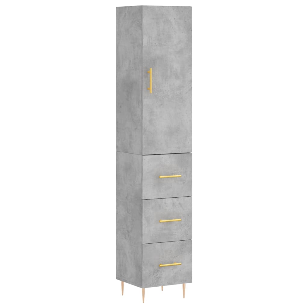 Highboard Concrete Grey 34,5x34x180 cm Engineered Wood