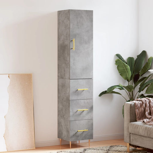 Highboard Concrete Grey 34,5x34x180 cm Engineered Wood