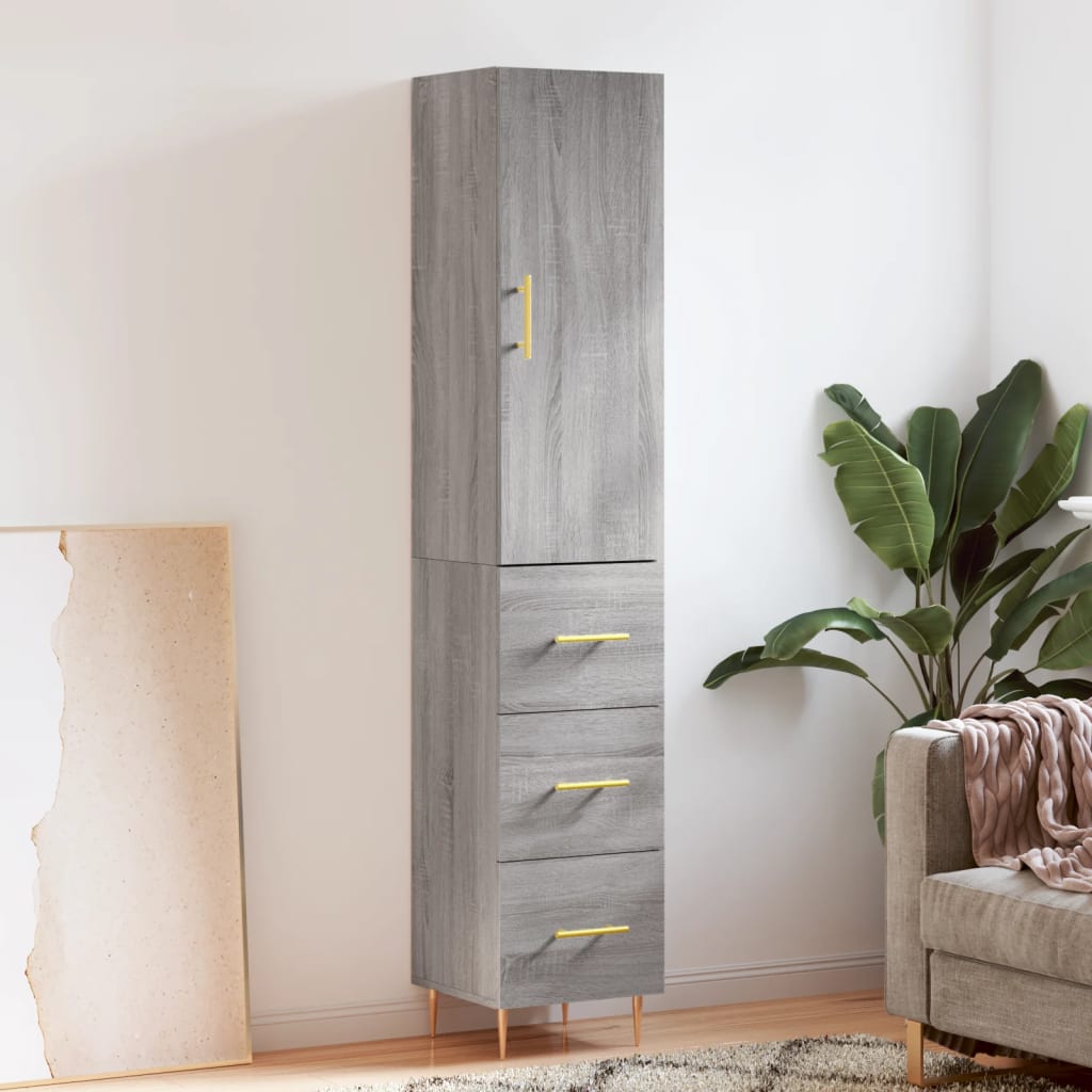 Highboard Grey Sonoma 34,5x34x180 cm Engineered Wood