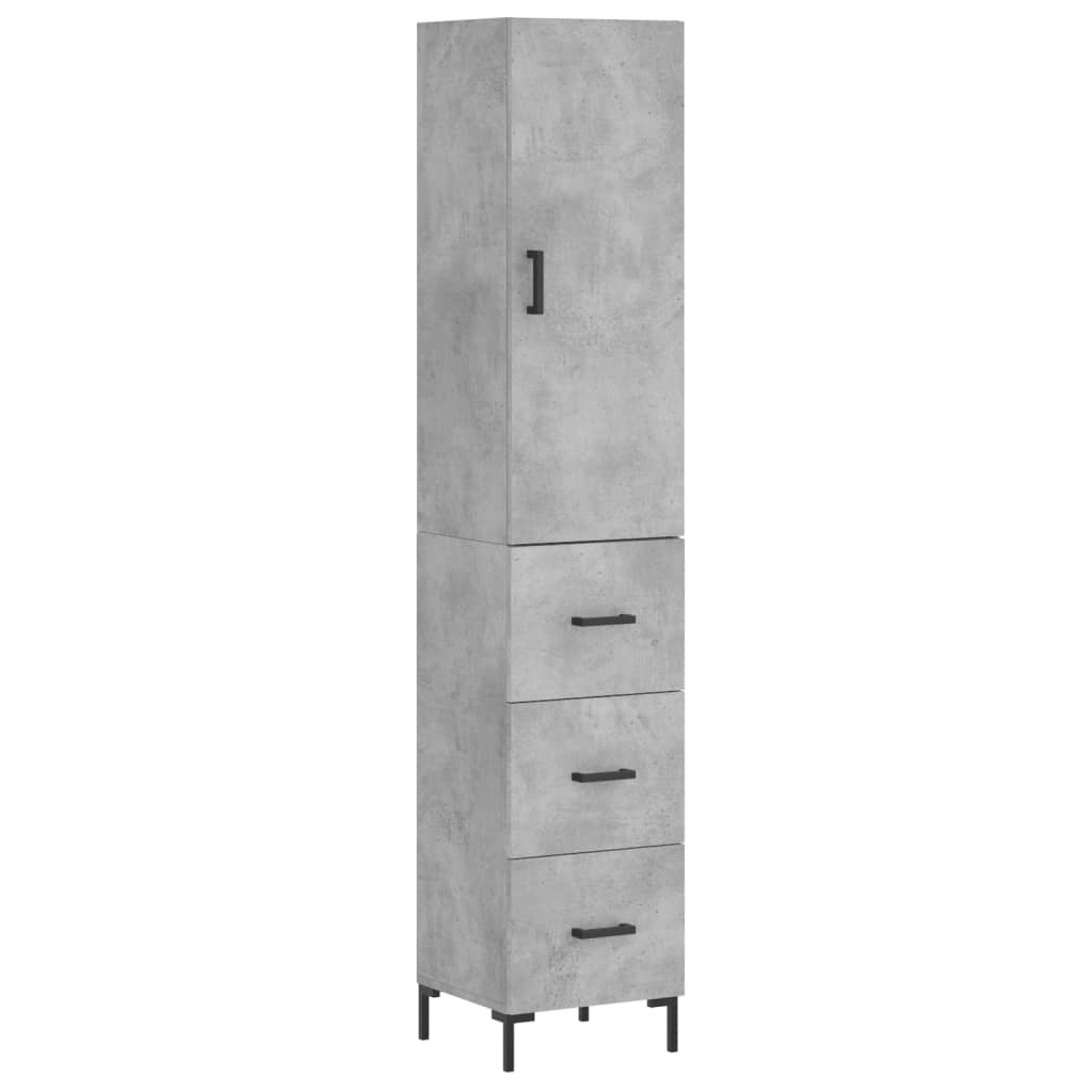 Highboard Concrete Grey 34,5x34x180 cm Engineered Wood