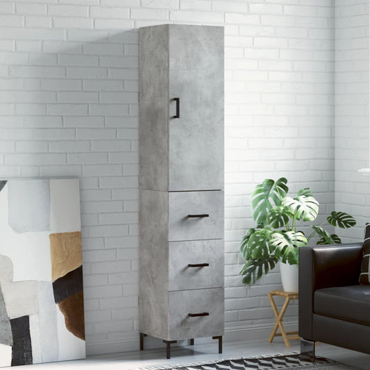 Highboard Concrete Grey 34,5x34x180 cm Engineered Wood