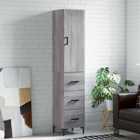 Highboard Grey Sonoma 34,5x34x180 cm Engineered Wood