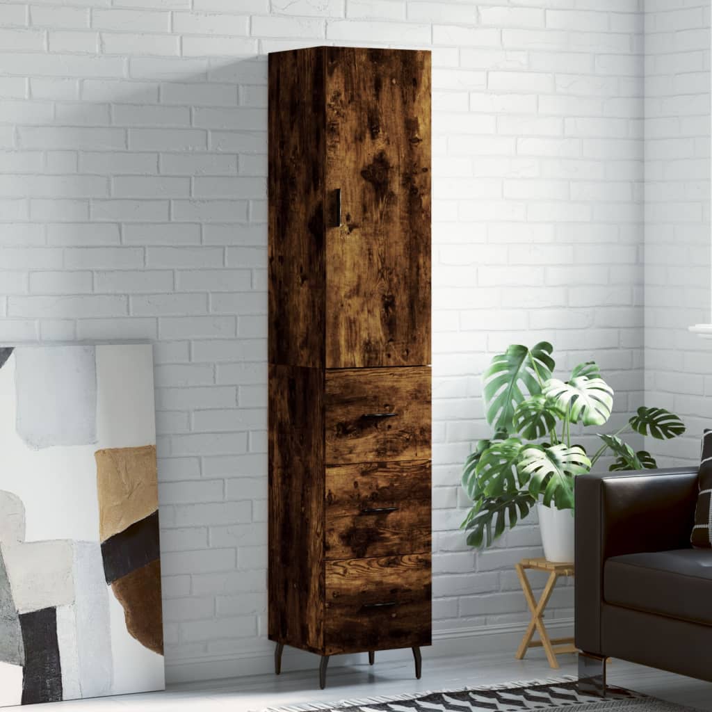 Highboard Smoked Oak 34.5x34x180 cm Engineered Wood