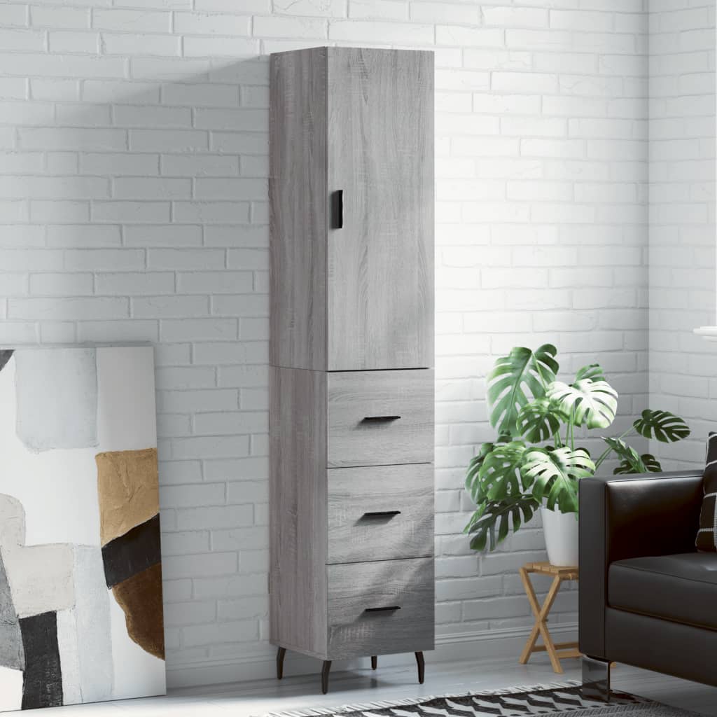 Highboard Grey Sonoma 34.5x34x180 cm Engineered Wood