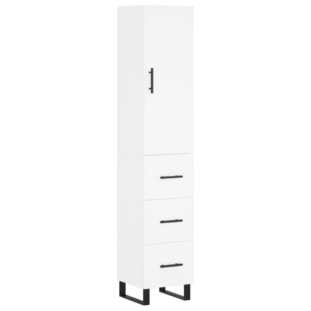 Highboard White 34,5x34x180 cm Engineered Wood