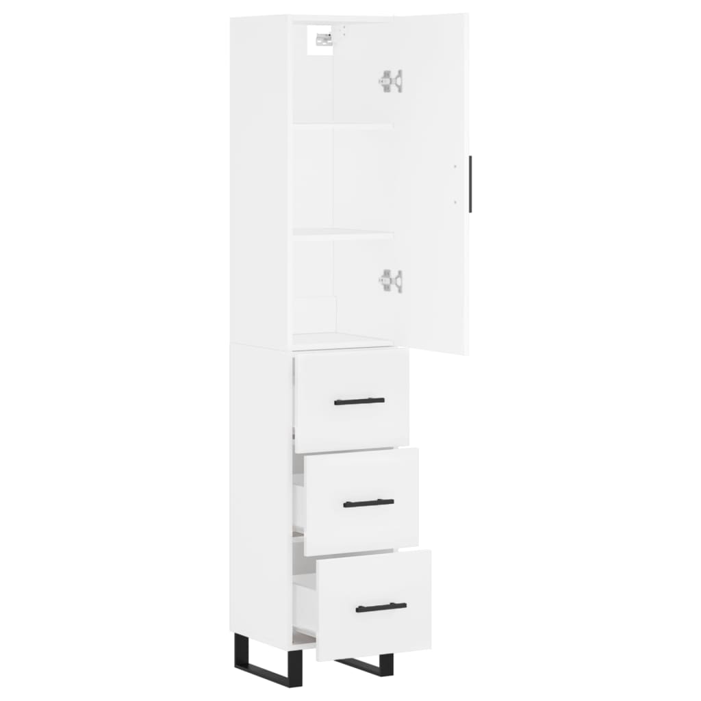 Highboard White 34,5x34x180 cm Engineered Wood