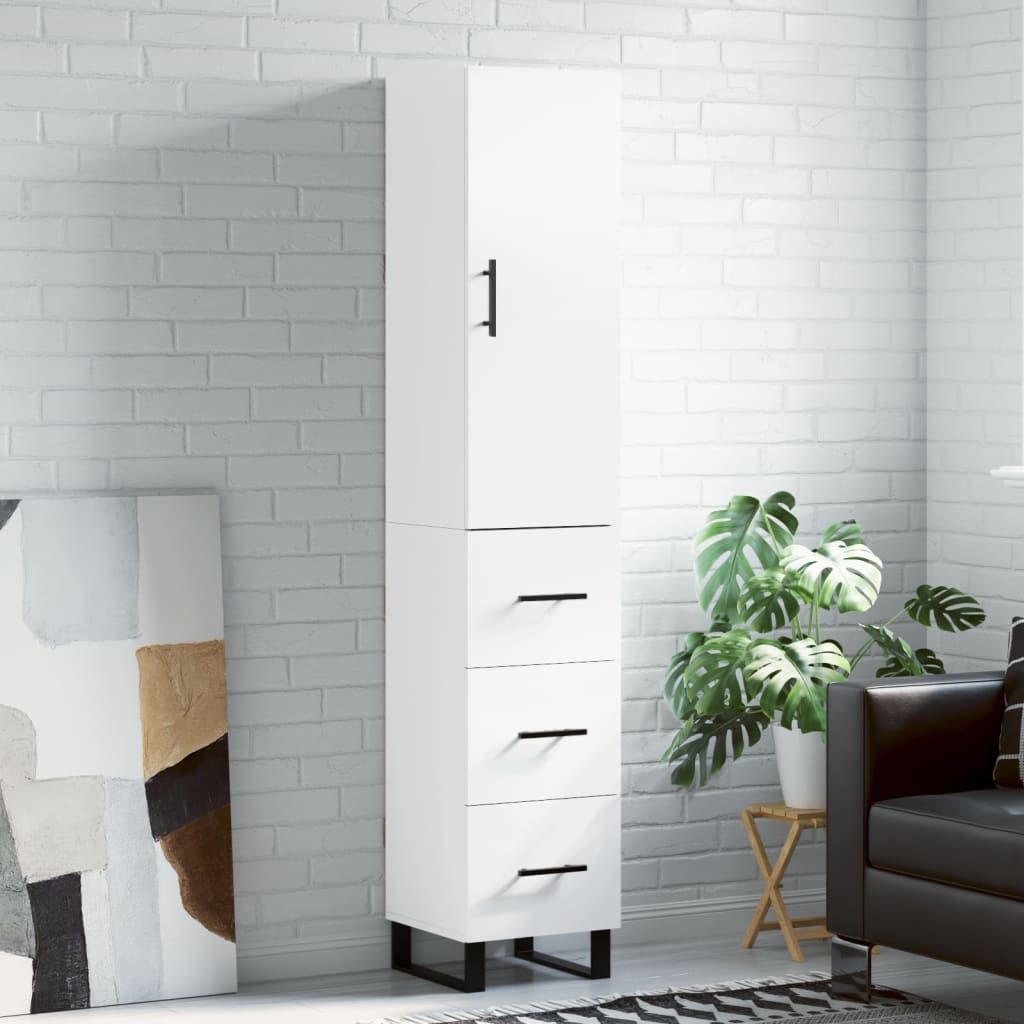 Highboard White 34,5x34x180 cm Engineered Wood