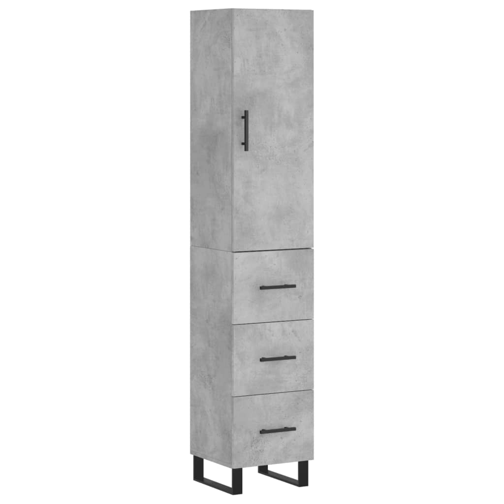 Highboard Concrete Grey 34,5x34x180 cm Engineered Wood