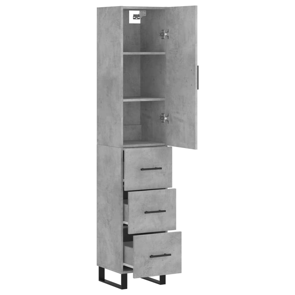 Highboard Concrete Grey 34,5x34x180 cm Engineered Wood