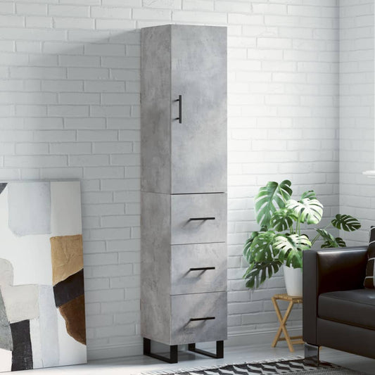 Highboard Concrete Grey 34,5x34x180 cm Engineered Wood