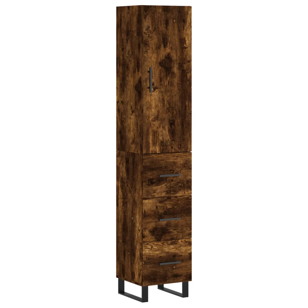 Highboard Smoked Oak 34.5x34x180 cm Engineered Wood
