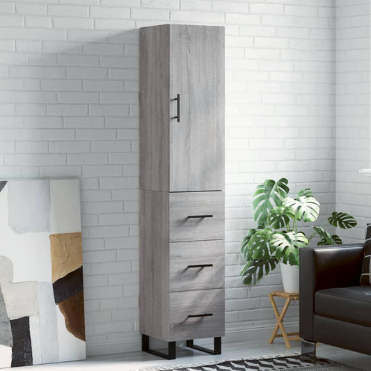 Highboard Grey Sonoma 34,5x34x180 cm Engineered Wood