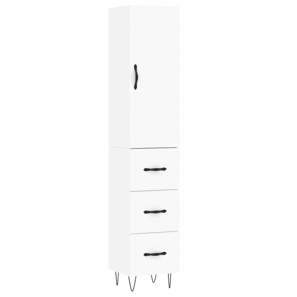Highboard White 34,5x34x180 cm Engineered Wood