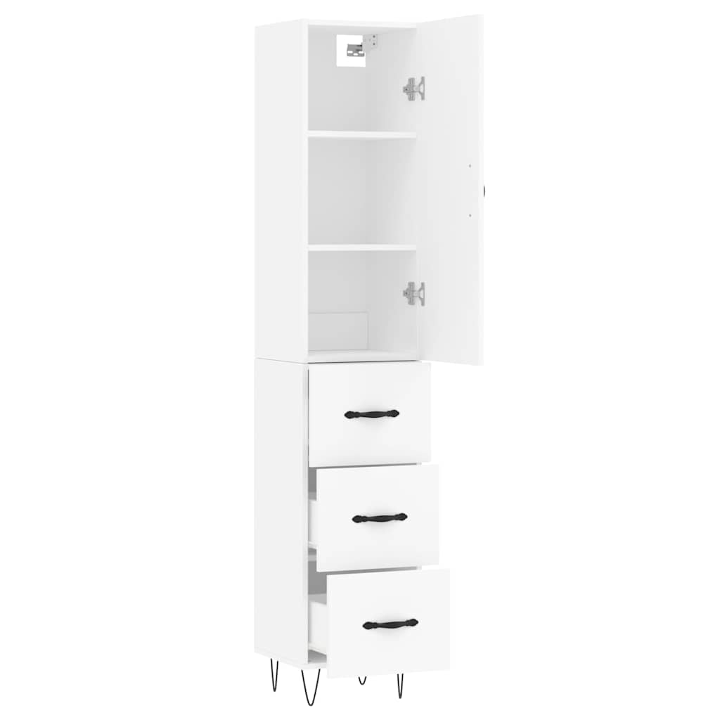Highboard White 34,5x34x180 cm Engineered Wood