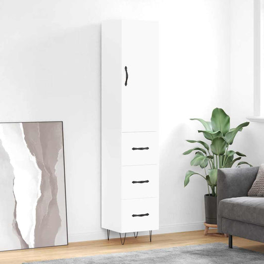 Highboard White 34,5x34x180 cm Engineered Wood