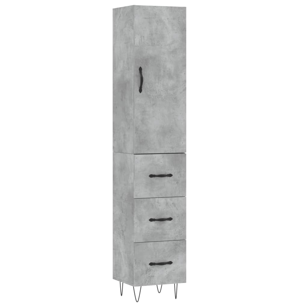 Highboard Concrete Grey 34,5x34x180 cm Engineered Wood
