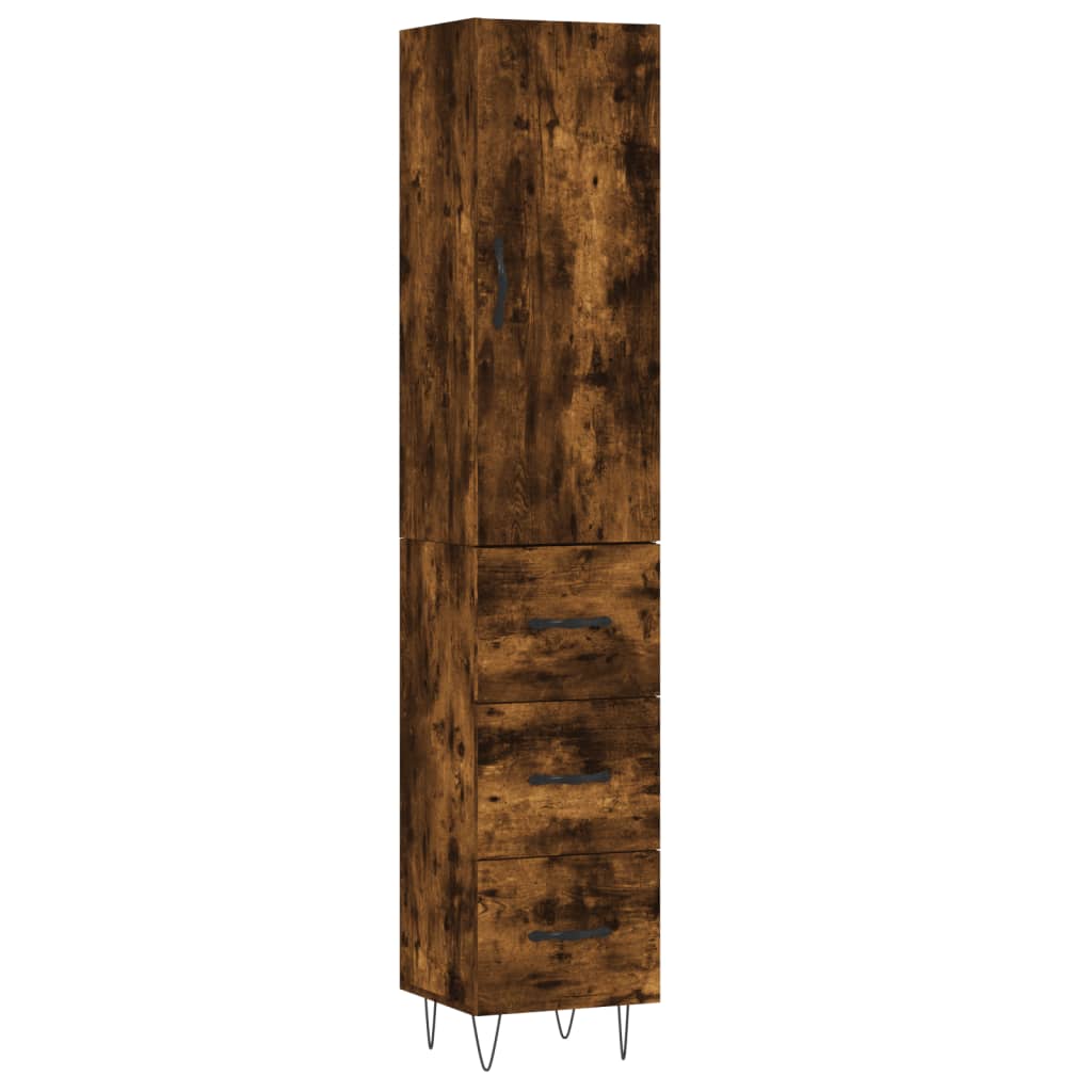 Highboard Smoked Oak 34,5x34x180 cm Engineered Wood