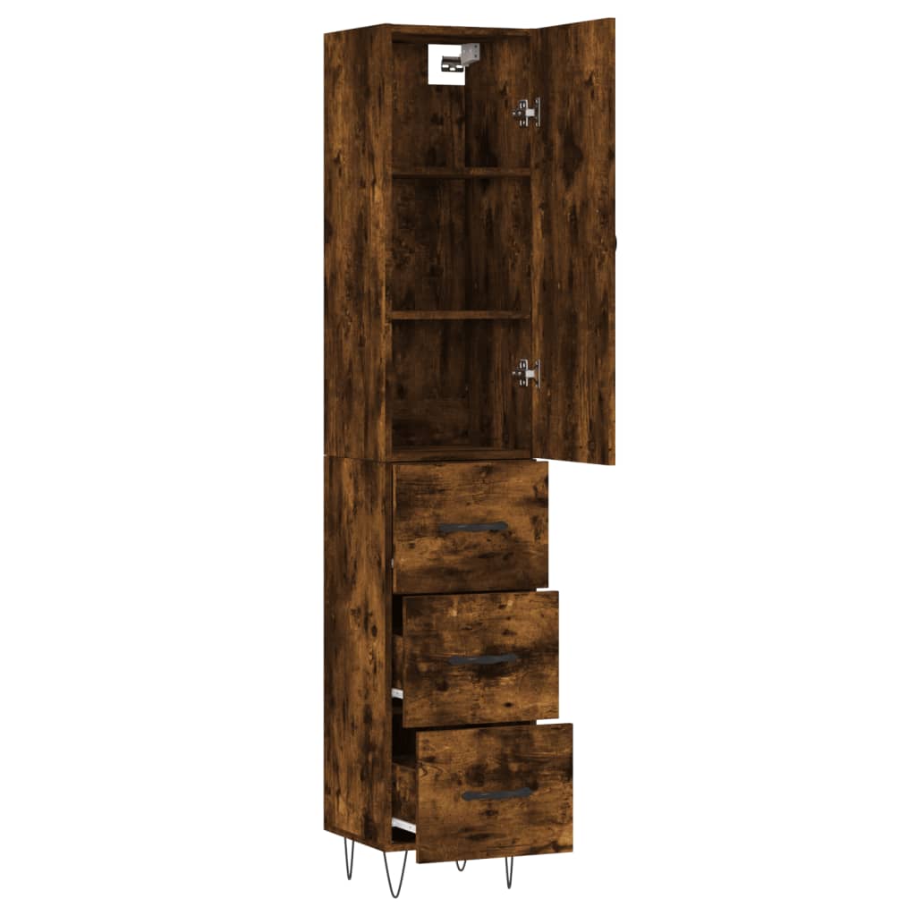Highboard Smoked Oak 34,5x34x180 cm Engineered Wood