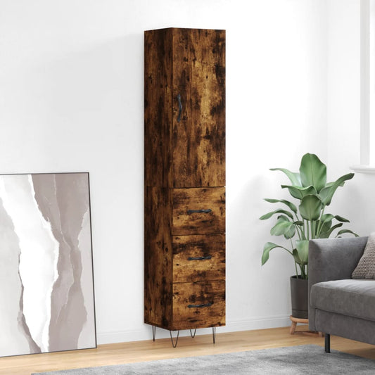Highboard Smoked Oak 34,5x34x180 cm Engineered Wood