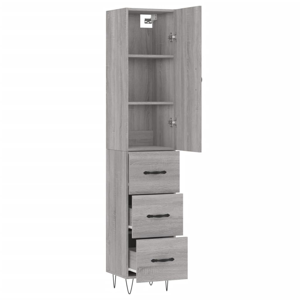 Highboard Grey Sonoma 34,5x34x180 cm Engineered Wood