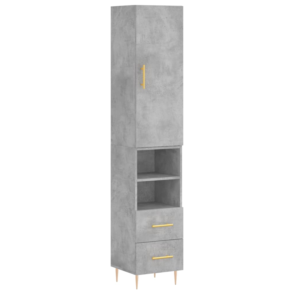 Highboard Concrete Grey 34,5x34x180 cm Engineered Wood