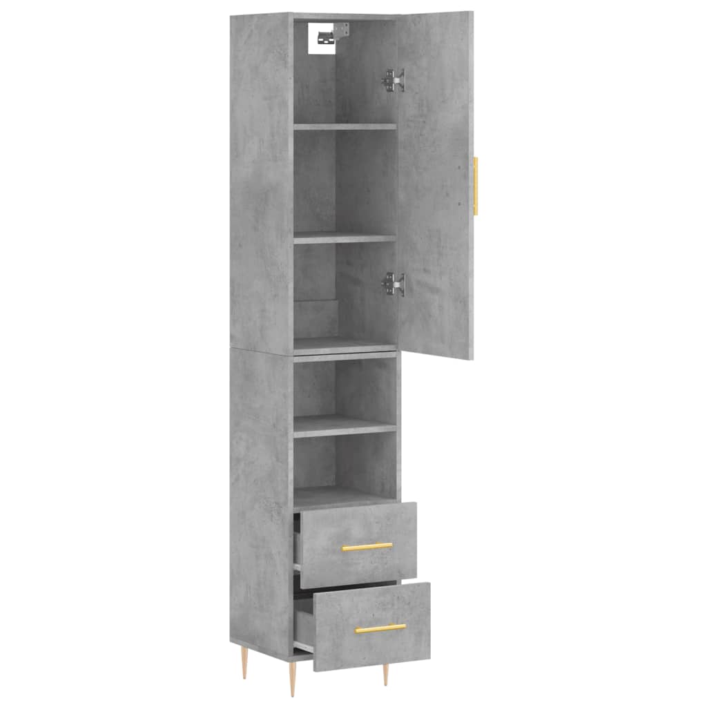 Highboard Concrete Grey 34,5x34x180 cm Engineered Wood