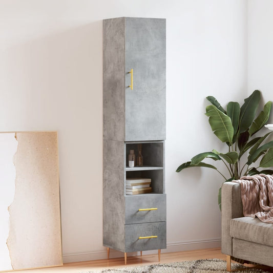 Highboard Concrete Grey 34,5x34x180 cm Engineered Wood