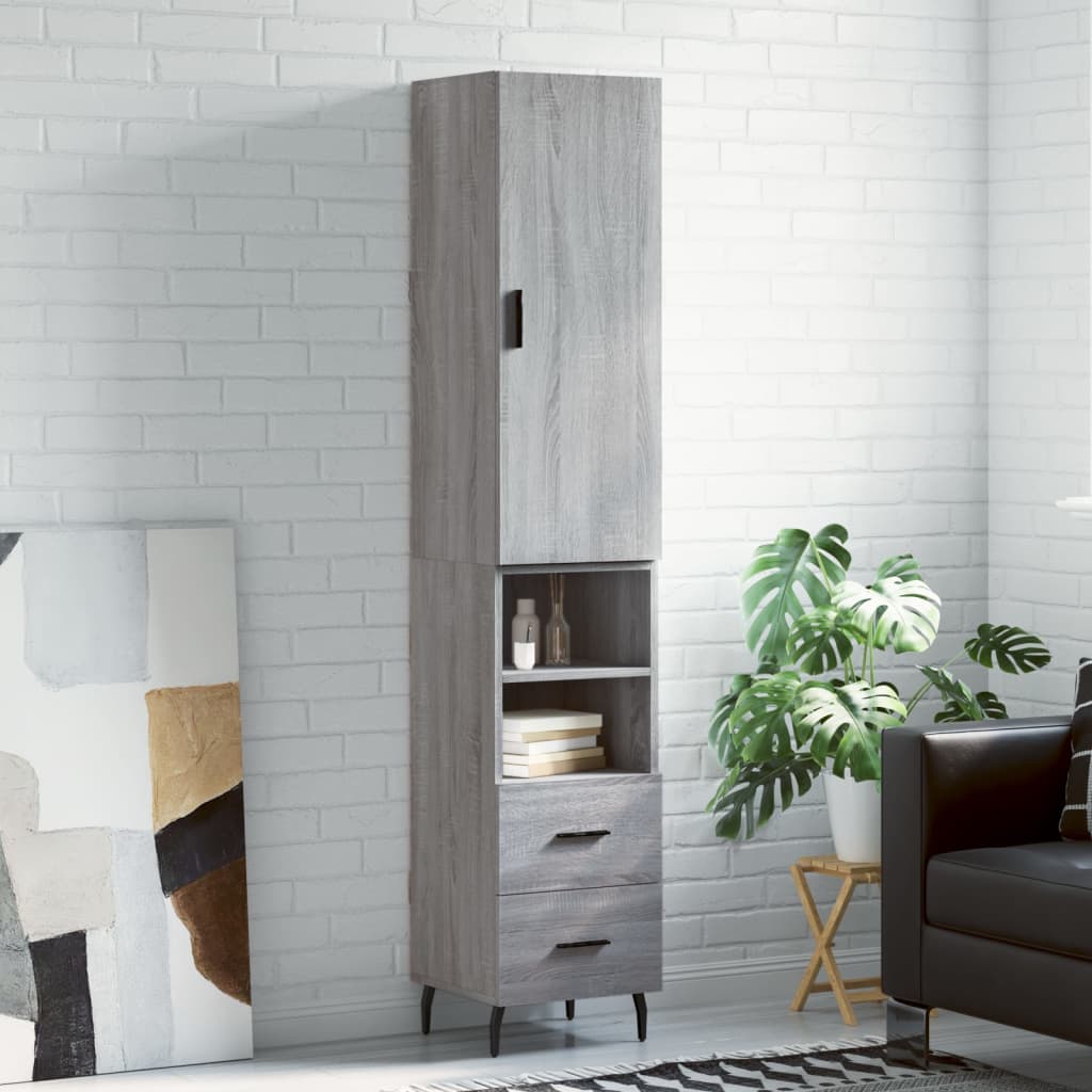 Highboard Grey Sonoma 34.5x34x180 cm Engineered Wood