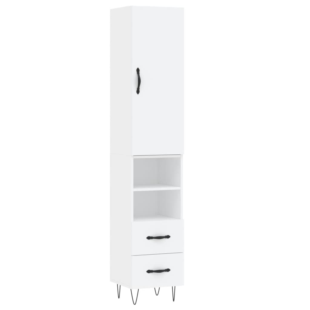 Highboard White 34,5x34x180 cm Engineered Wood