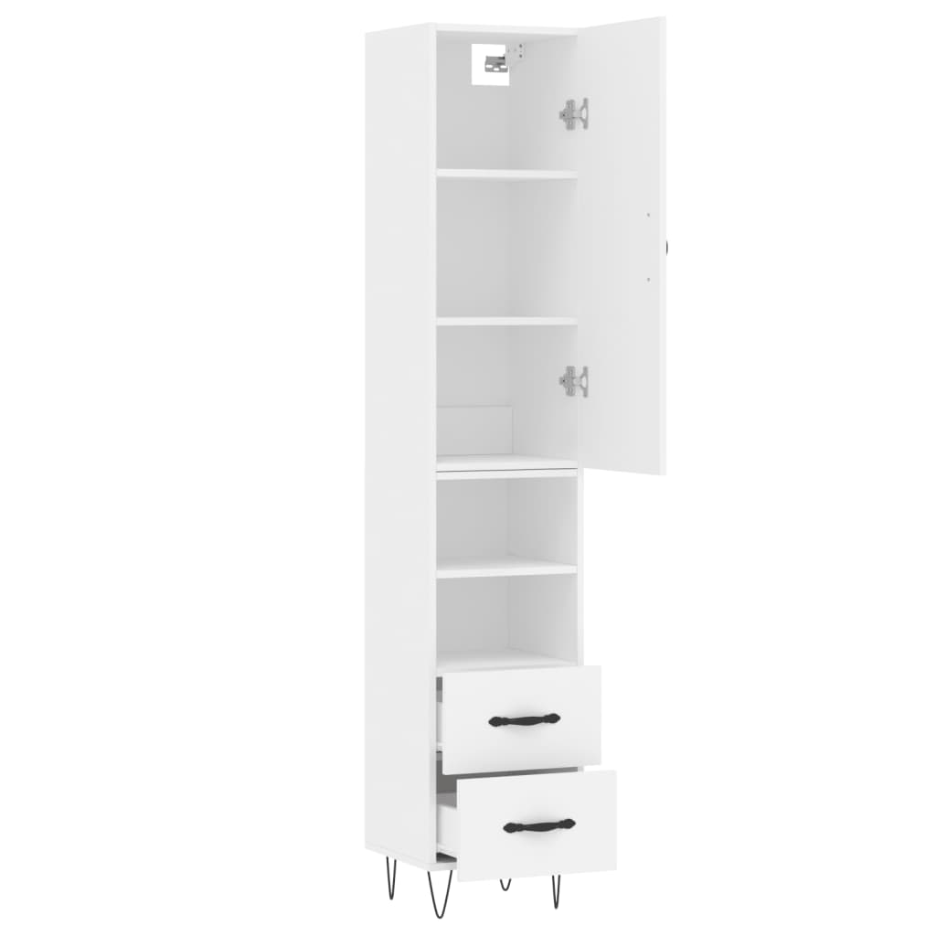 Highboard White 34,5x34x180 cm Engineered Wood