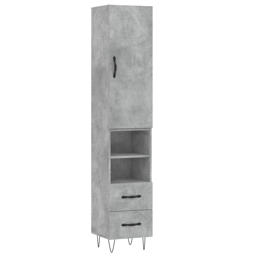Highboard Concrete Grey 34,5x34x180 cm Engineered Wood