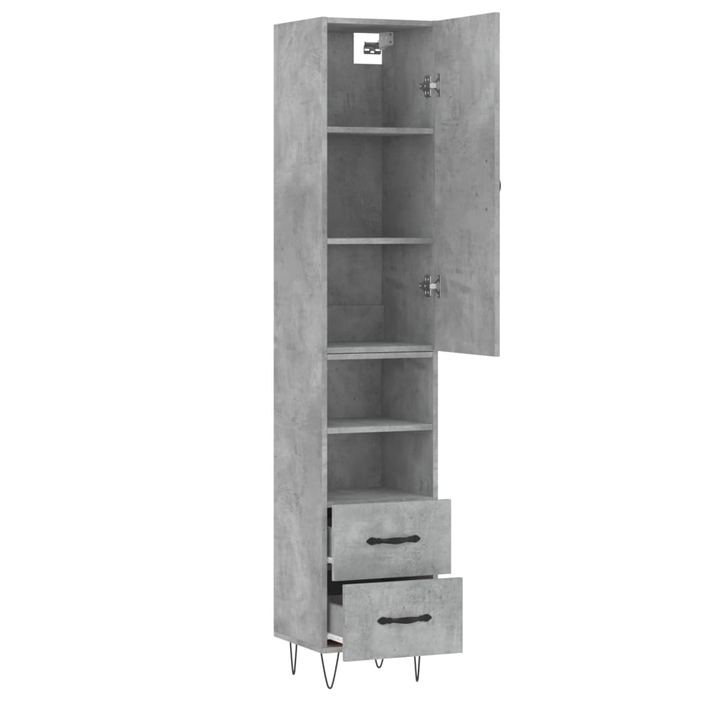 Highboard Concrete Grey 34,5x34x180 cm Engineered Wood