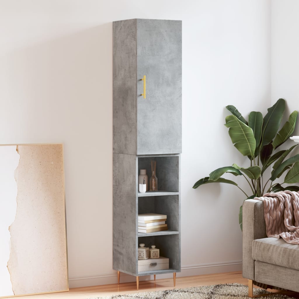 Highboard Concrete Grey 34.5x34x180 cm Engineered Wood