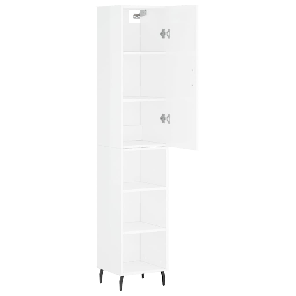 vidaXL Highboard High Gloss White 34.5x34x180 cm Engineered Wood