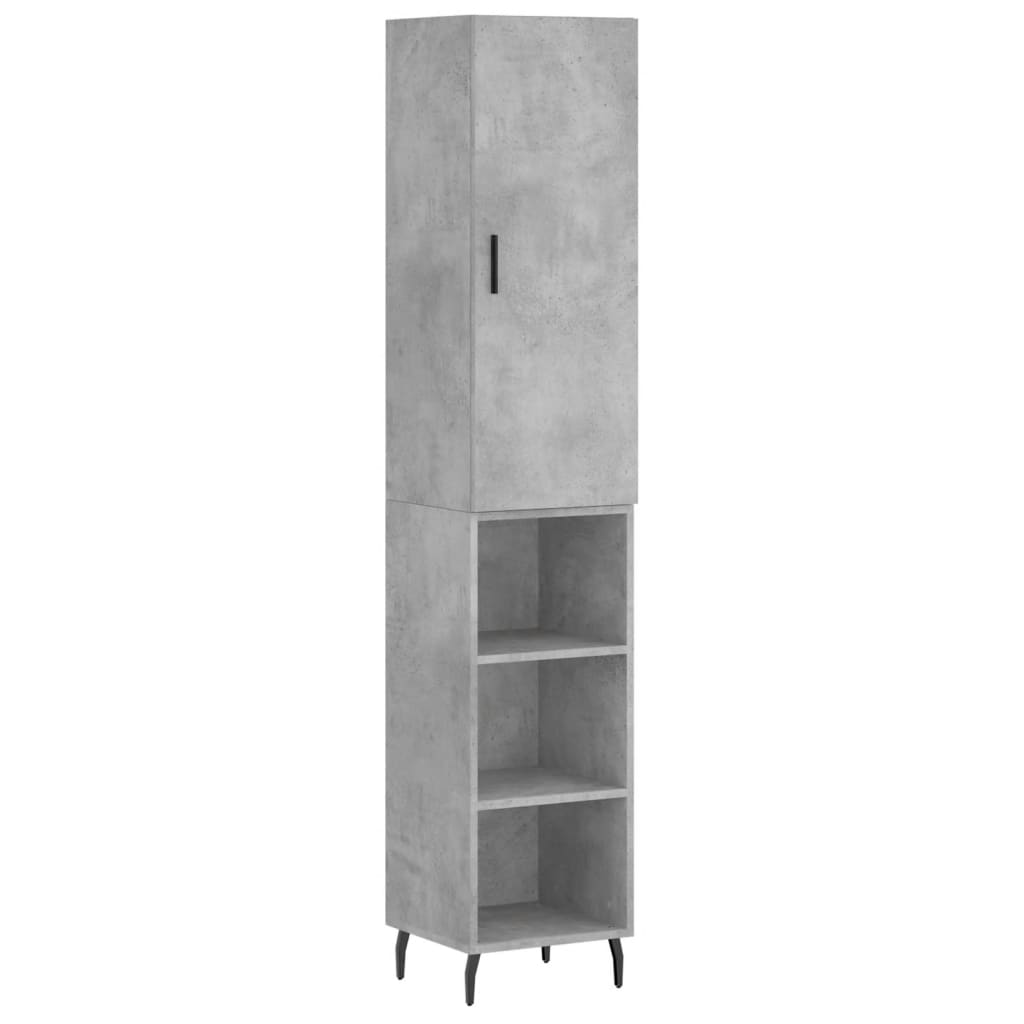Highboard Concrete Grey 34,5x34x180 cm Engineered Wood