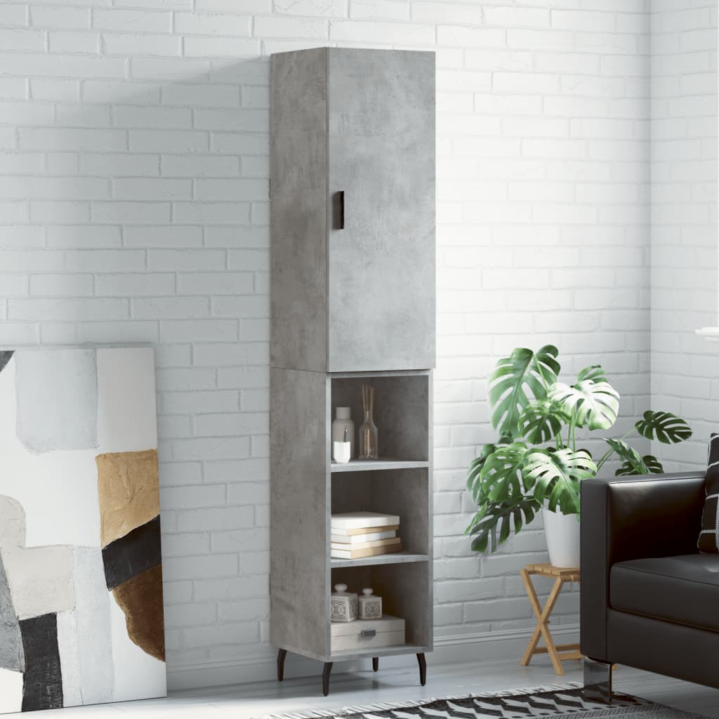 Highboard Concrete Grey 34,5x34x180 cm Engineered Wood