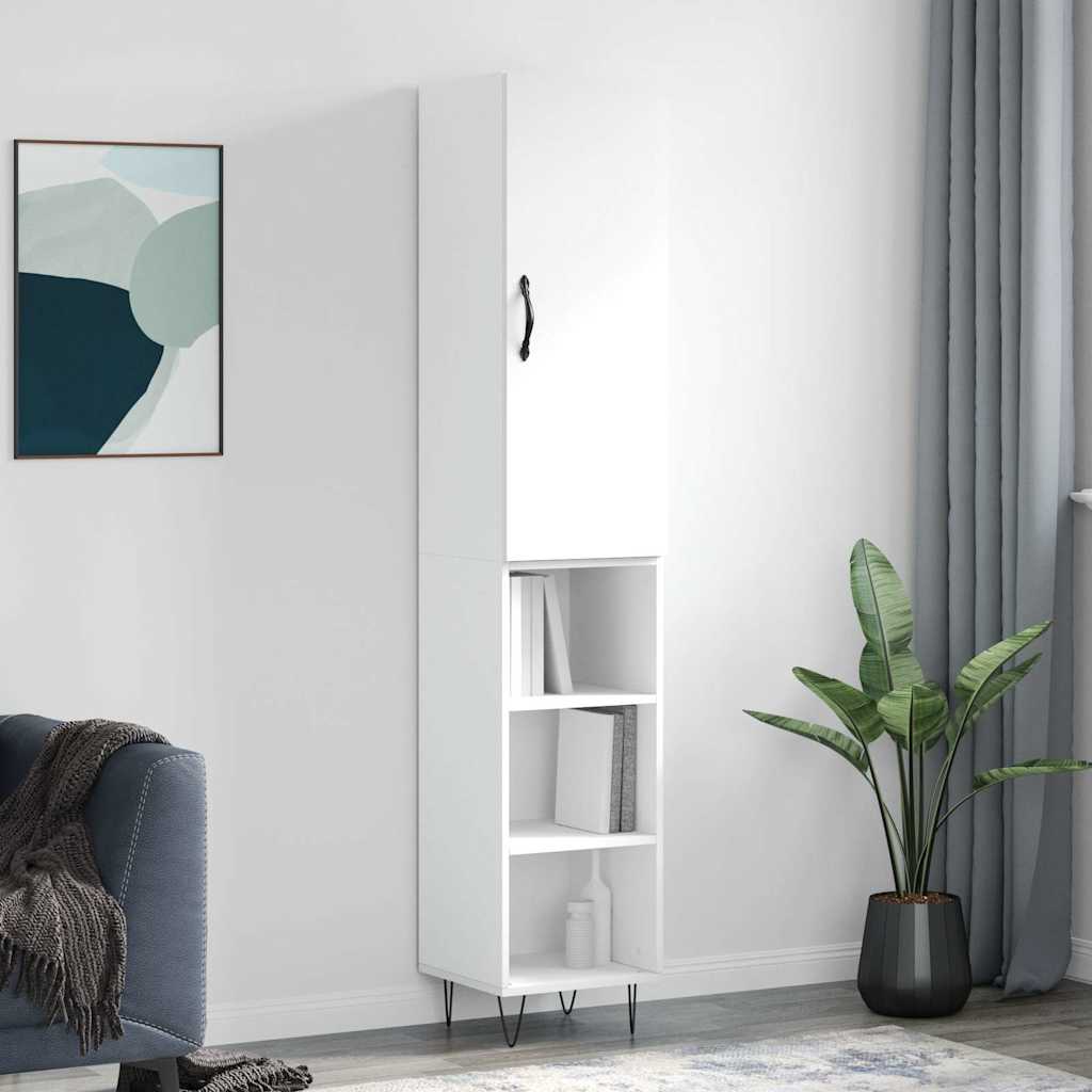 Highboard White 34.5x34x180 cm Engineered Wood