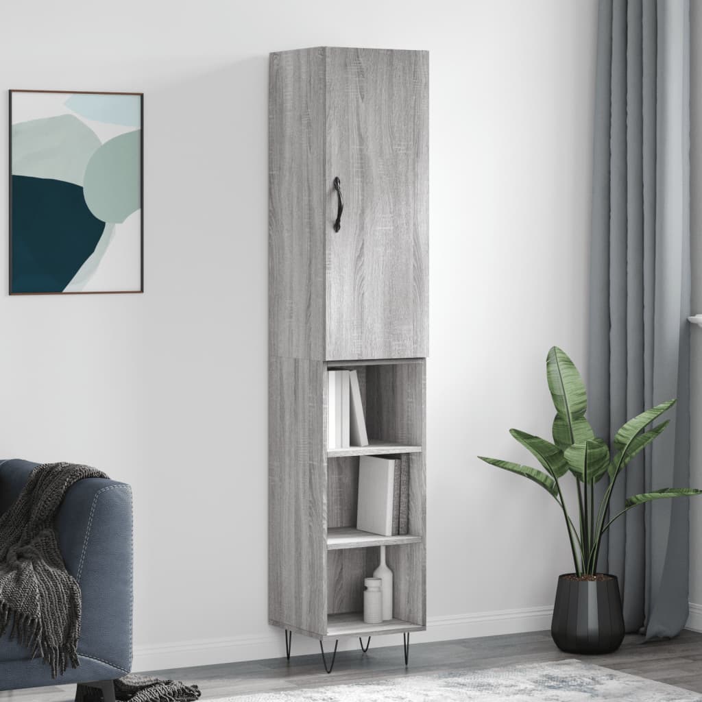 Highboard Grey Sonoma 34.5x34x180 cm Engineered Wood